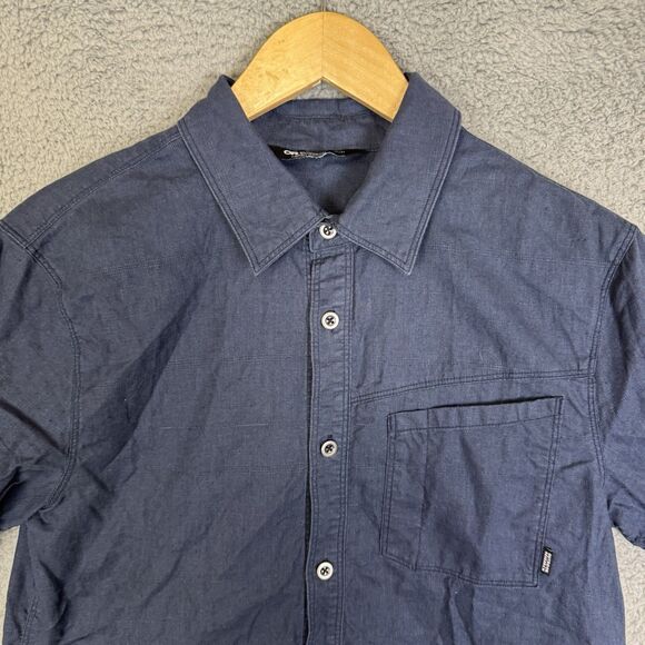 Outdoor Research Shirt Mens Small Blue Short Sleeve Button Up Hemp Blend - Picture 2 of 8